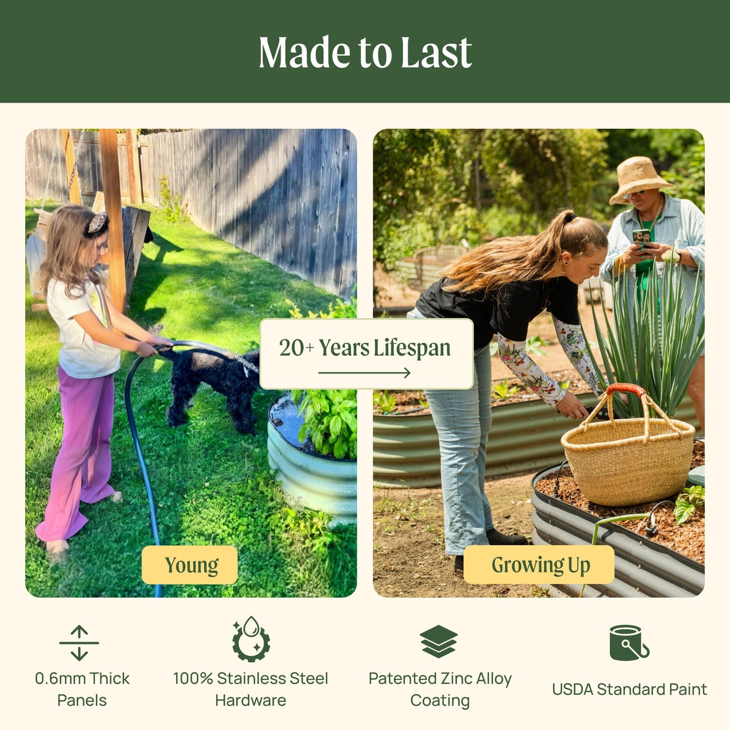 Vego garden Raised Garden Bed Kits, 17" Tall 9 in 1 8ft X 2ft Metal Raised Planter Bed for Vegetables Flowers Ground Planter Box-Modern Gray