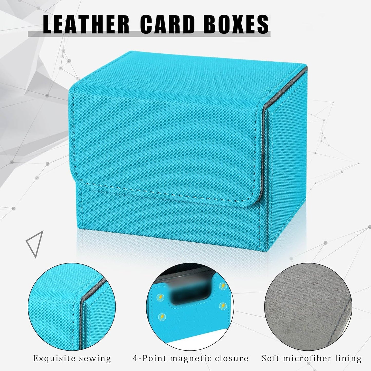 Yookeer 6 Pack Leather Deck Cases 100+ Card Deck Game Box Magnetic Playing Card Storage Box for 100 Plus Cards Compatible with Tcg(Pink,Orange,Blue,Yellow,Green,Purple,Horizontal)