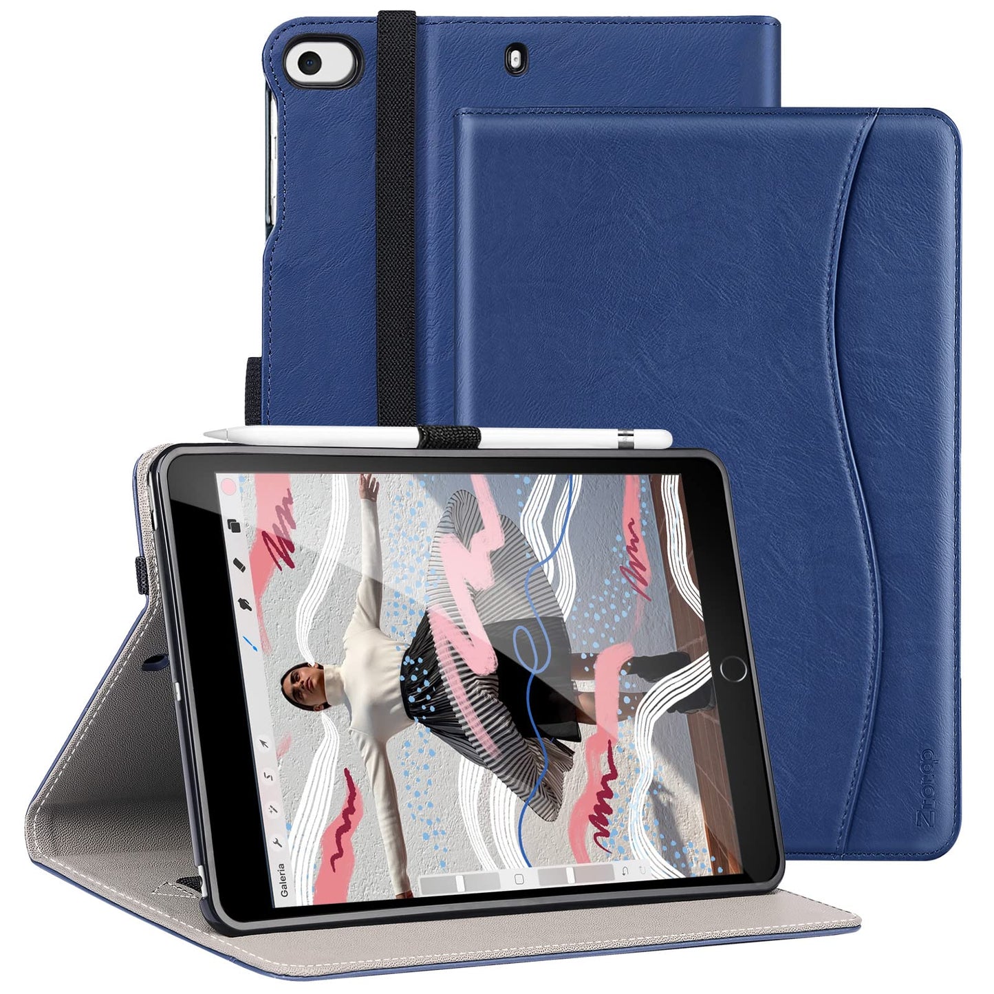 Ztotopcase For Ipad Mini 5 2019/Mini 4 3 2 1 Case 7.9 Inch, Premium Pu Leather Folio Stand Cover With Auto Wake/Sleep, Front Car