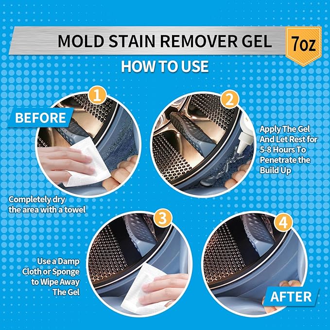 Home Remover Gel (7 Fl oz), Heavy Duty Stain Cleaner Washing Machine Cleaner for Washing Machine, Refrigerator Strips, Bathroom Grout, Sink, Shower, Caulk, and Front Loader Seal
