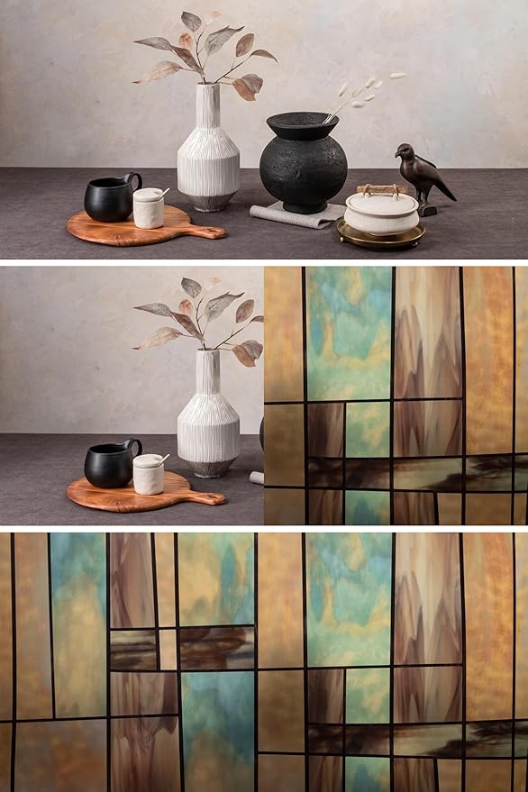 Artscape City Lights | Privacy Window Film with Vibrant Colored Pattern | Non-Adhesive & UV Protection | Easy to Apply & Removable | 24 x 36 Inches | Made in USA