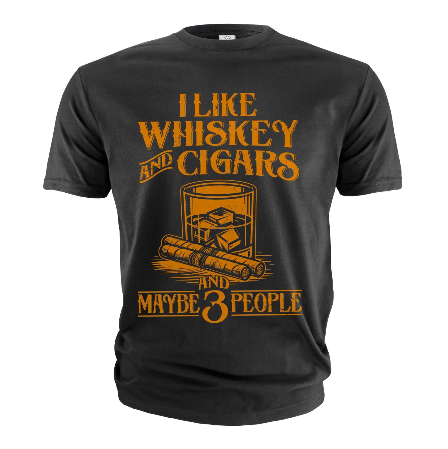 Men's Funny I Like Whiskey and Cigars T-Shirt and Maybe 3 People Grandpa dad Husband Birthday Gift (X-Large Black)