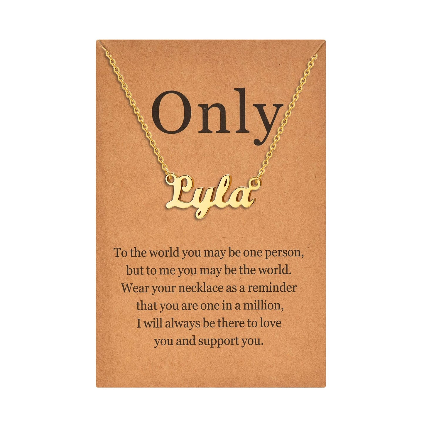 Lcherry Personalized Name Necklace 18K Real Gold Plated Made With Lyla Nameplate Necklace Gifts for Women