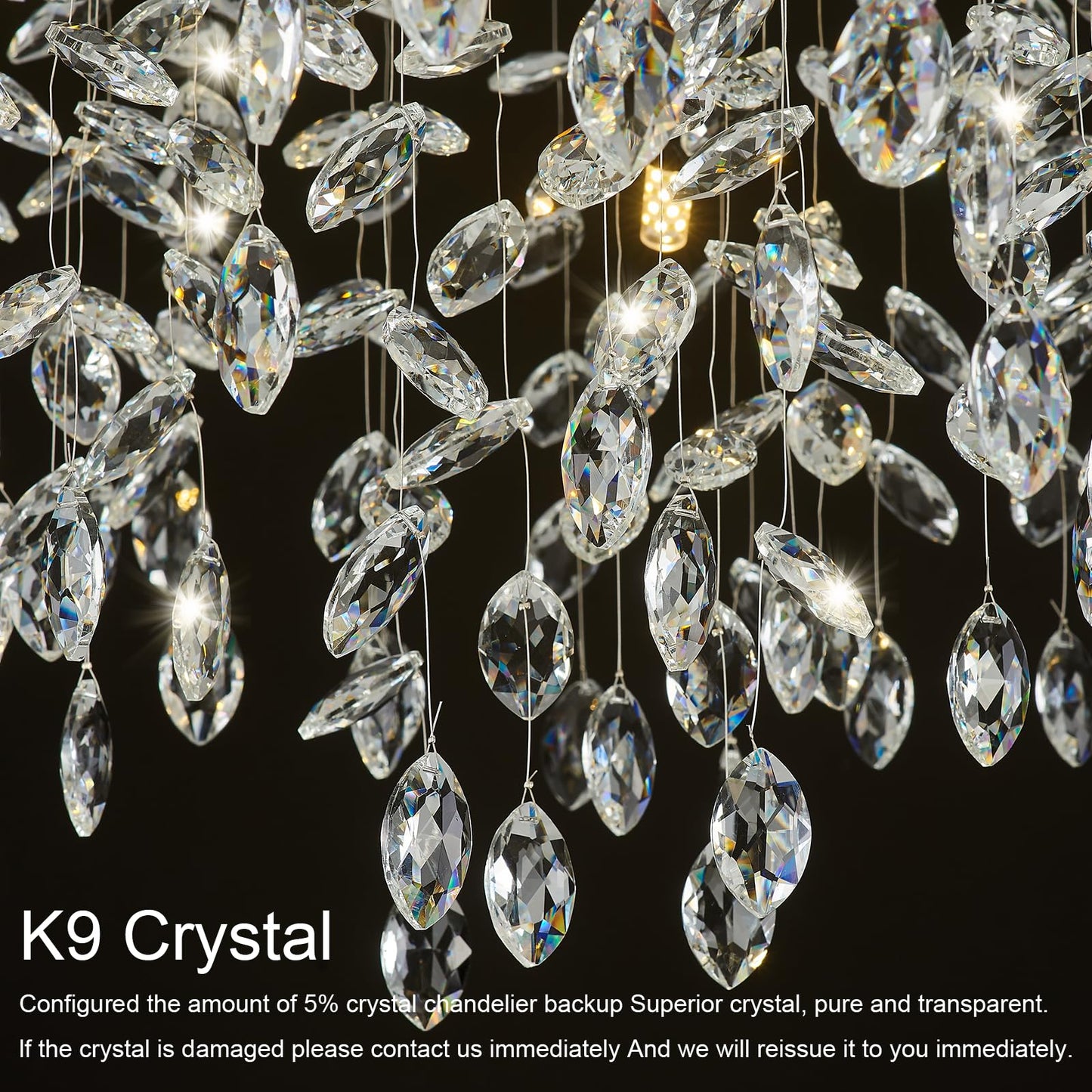 NIUZDU Gold Crystal Tree Branches Chandelier,23" Modern Round Crystal Chandeliers for Dining Room, K9 Crystal Lighting Fixture Chandelier for Bedroom, Living Room, Foyer,Kitchen Island,Bathroom