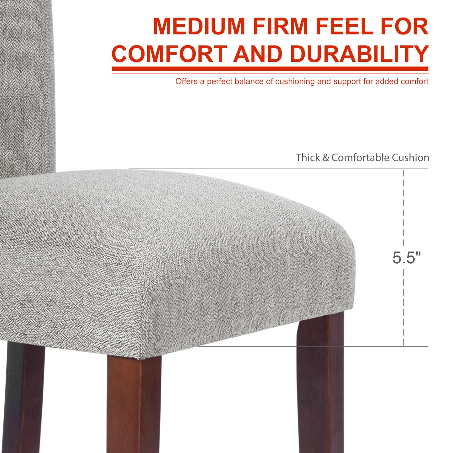 HomePop Parsons Classic Upholstered Accent Dining Chair, Single Pack, Light Grey