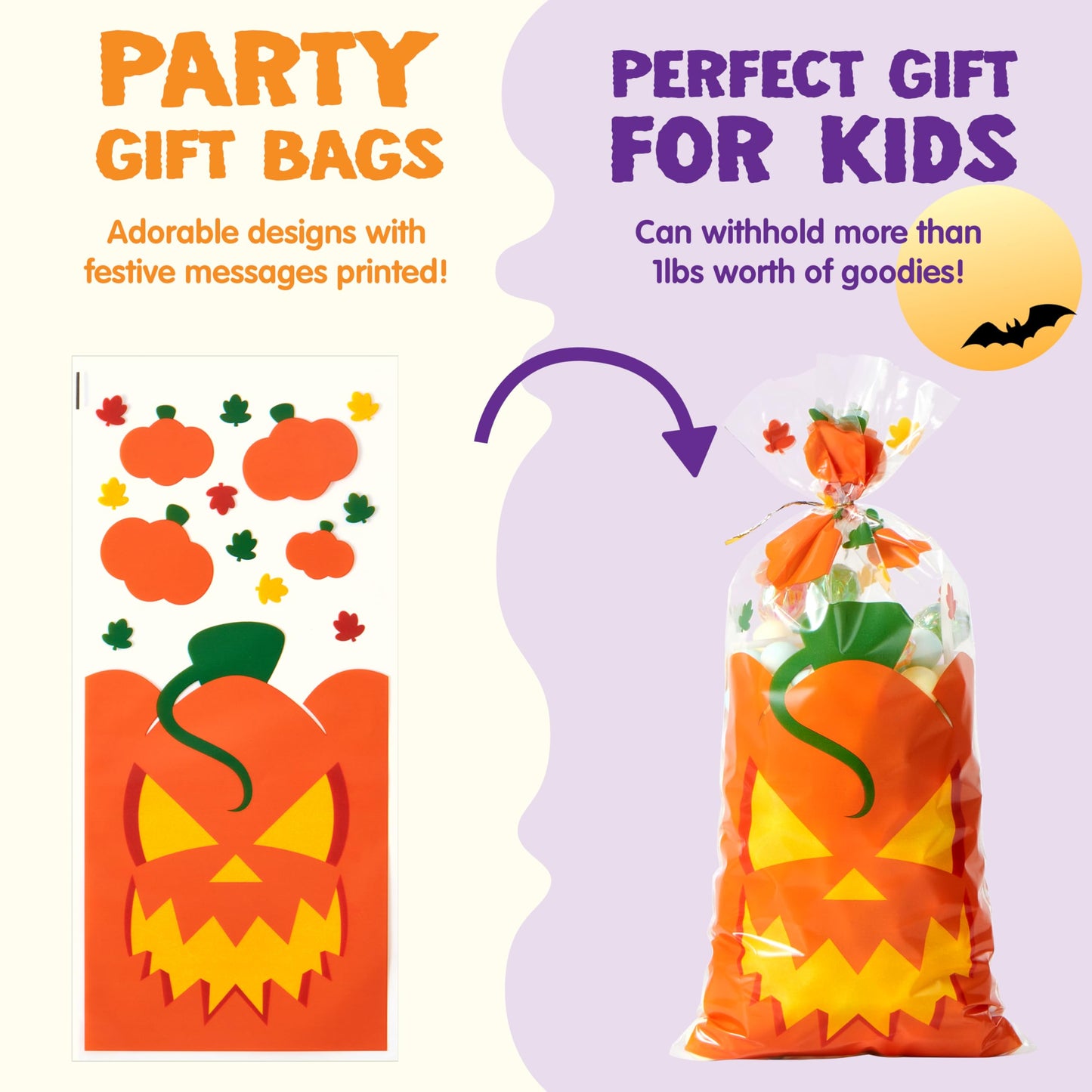 JOYIN 108 Pcs Halloween Cellophane Bags for Sweet Candy Treat, Goodie Gift Bags Bulk with Twist Tie for Kids Trick or Treating, Halloween Day Table Decor and Party Favor Supplies in 12 Designs