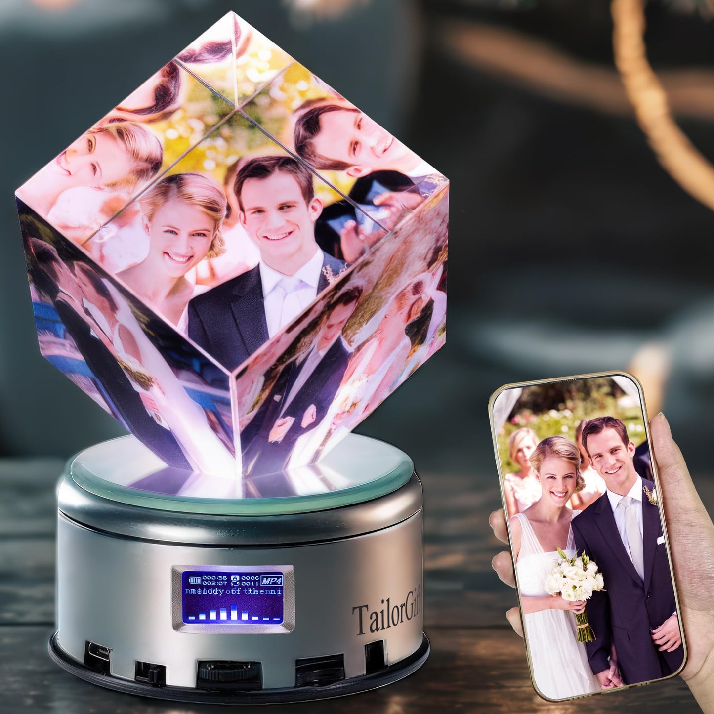 TailorGift Custom 3D Crystal Photo Frame Gift,Customized Picture Frames with Color Photos, Personalized Anniversary Birthday Gifts for Women Men Her Him.Personalized Picture in Crystal for Couples