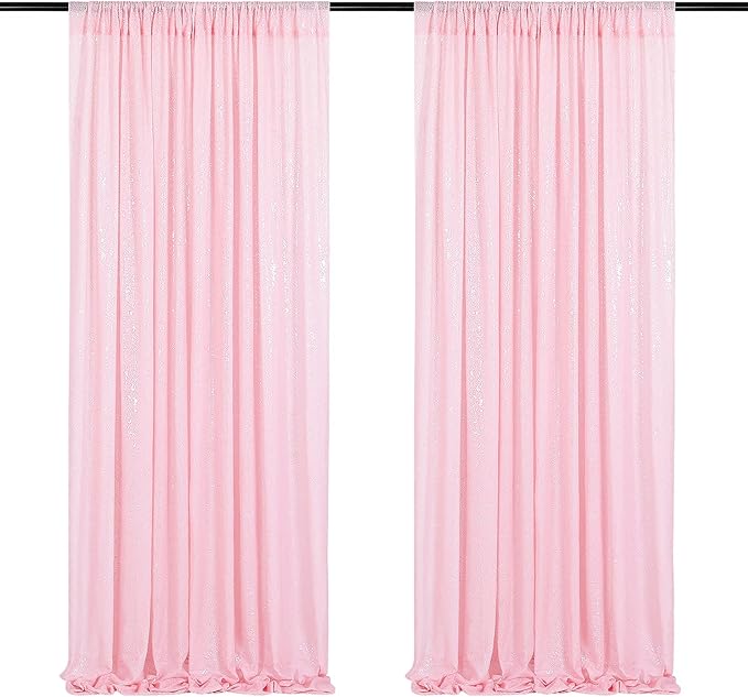Pink Sequin Backdrop Curtains 2 Pieces 2ftx8ft Photography Background Party Curtain Glitter Wedding Backdrop Fabric for Ch...