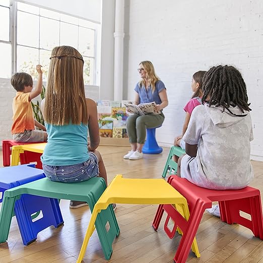ECR4Kids Linking Stool Set, Flexible Seating, Assorted, 4-Piece