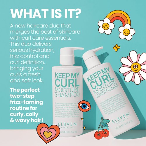 ELEVEN AUSTRALIA Keep My Curl Moisture Shampoo for Women & Men - Anti Frizz Shampoo for Curly, Wavy, or Coily Hair, Moisturizing Hair Care, Hydrating & Smoothing, Gentle Cleansing Formula - 32.5 fl oz