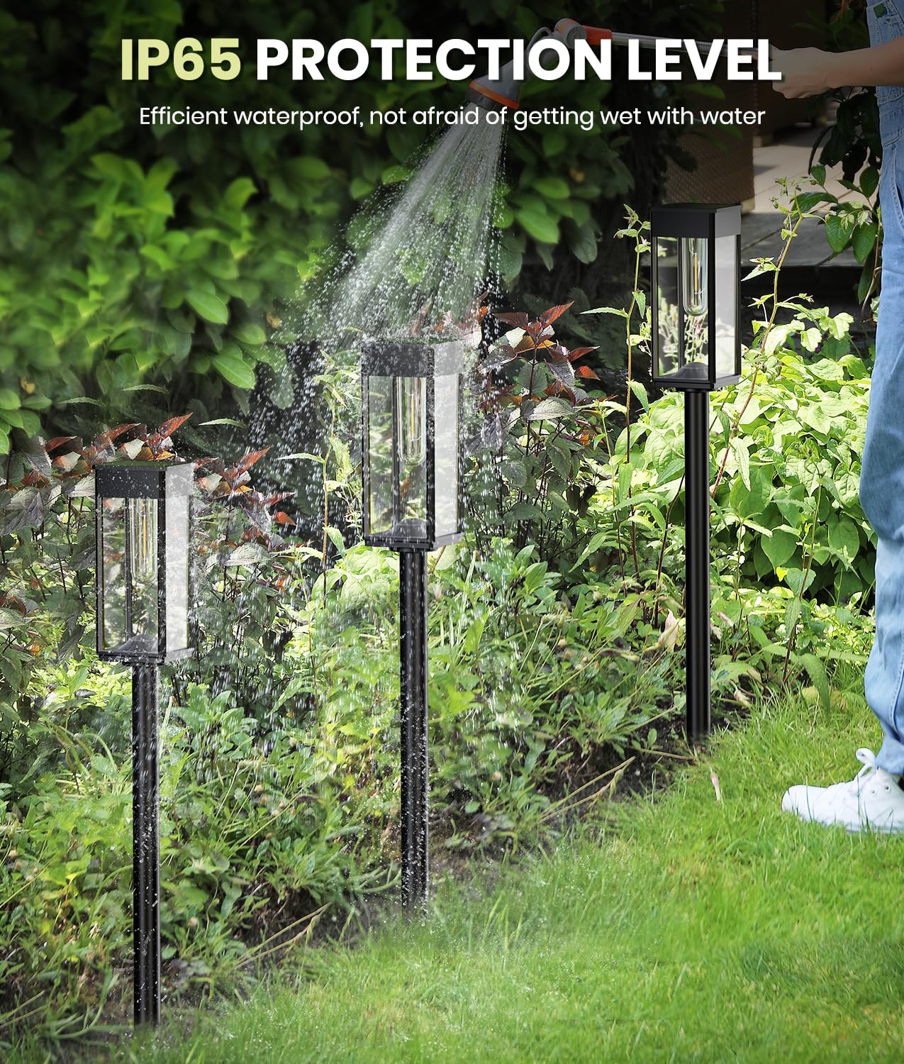 NEWMESSI Solar Pathway Lights for Outside,4 Pack Garden Light Outdoor Waterproof IP65, Bright Pathway Lights Powered Classic Square Design for Walkway/Driveway (Cool White)