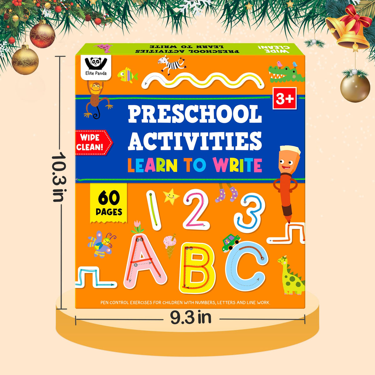 ElitePanda Preschool Learning Activities 60 Dry Erase Pages, Toddler Letter Tracing Books Ages 2 3 4 5, Autism Educational Fine Motor Skill Pre-K Workbook Learning Toy to Write for Kids 3 Year Old