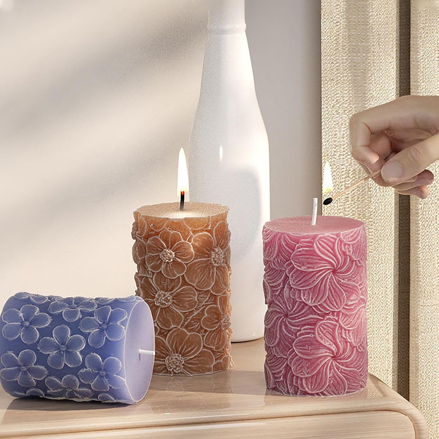 Cylinder Molds Silicone Wave Spiral Candle Mold - Silicone Resin Casting Molds for Candle & Resin & Soap Craft Supplies (cr-Petal-x5)