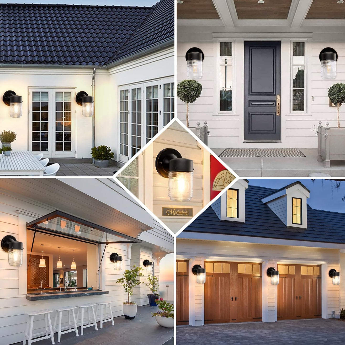 EJIAXIN 2 Pack Outdoor Wall Lantern, Exterior Waterproof Wall Sconce Light Fixtures, Black Front Door Lighting with Clear Glass Shade, Anti-Rust E26 Socket Porch Lights for Entryway