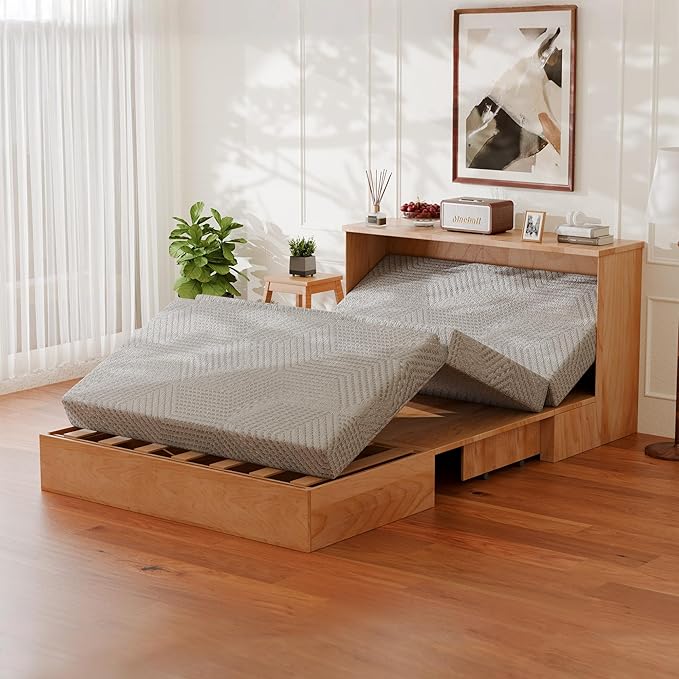 MLILY Tri-Fold Memory Foam Mattress, 6 inch Twin Folding Topper with Collapsible and Washable Cover, Travel and Guest Mat, 78"×38"×6", Grey