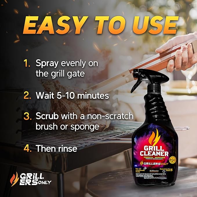 Grill Cleaner & Degreaser 35.2 fl oz | Heavy-Duty Cleaning Spray for BBQ Grills Griddles & Outdoor Kitchen Surfaces