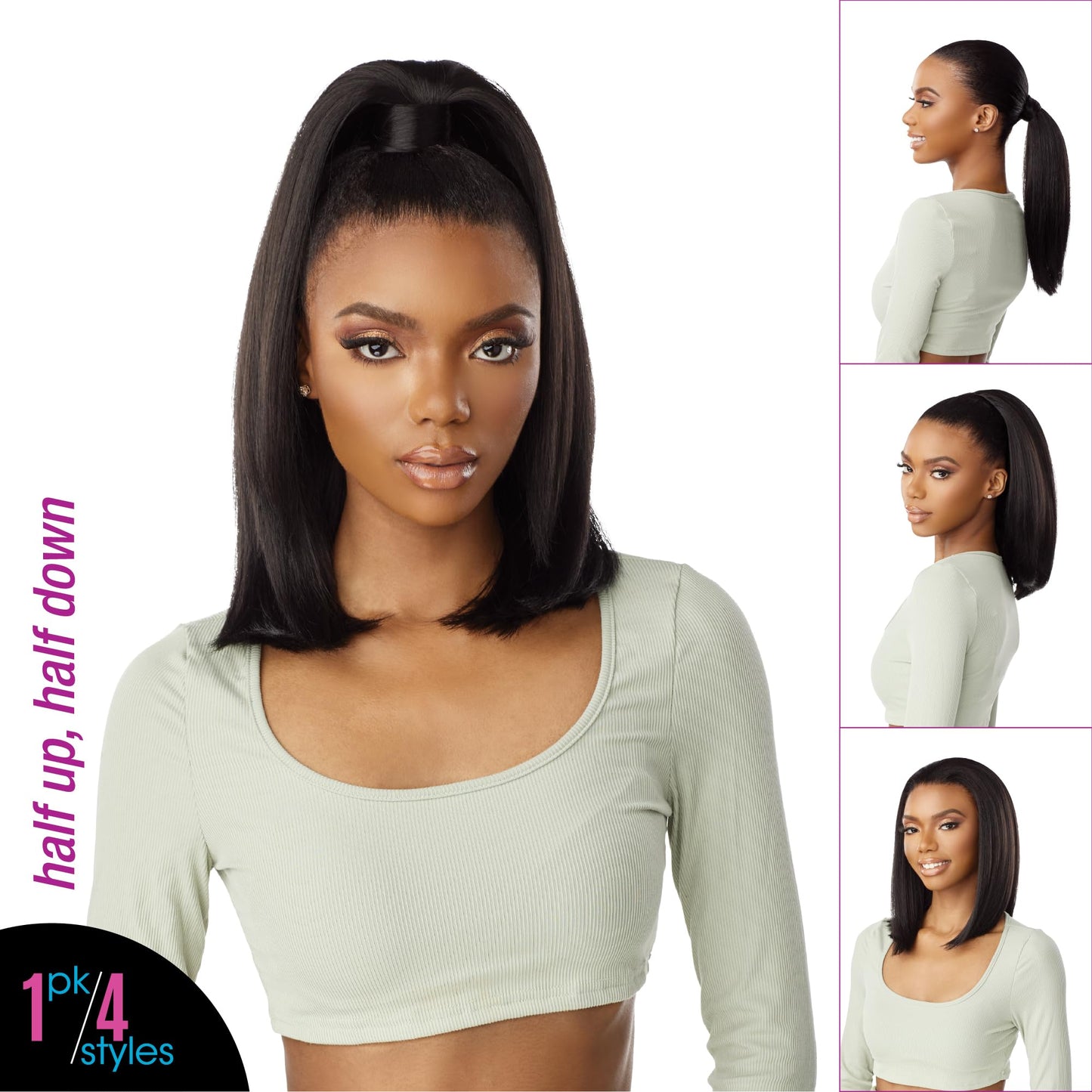Sensationnel Instant Updown Halfwig Pony - Iud 19 4 Style in 1 Half Wig And Pony Drawstring (1B OFFBLACK)