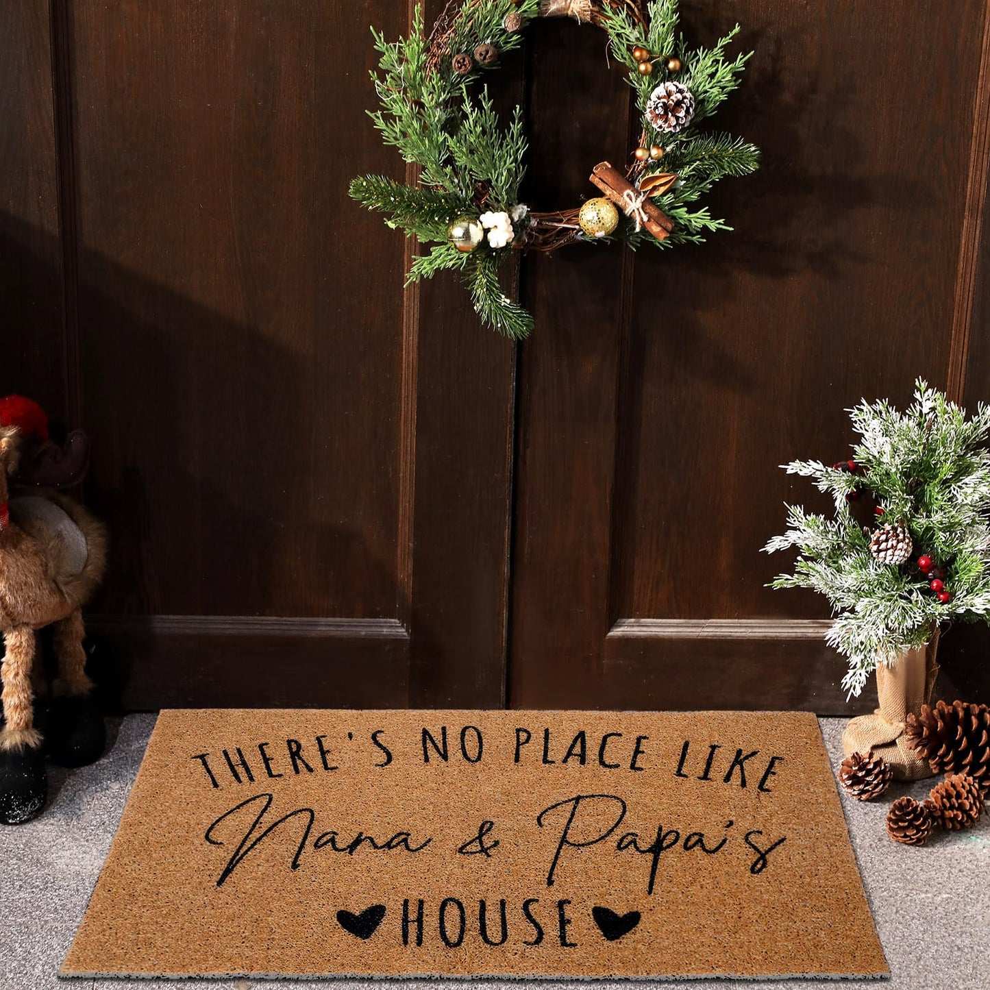 Tinideya Grandparents Day Gifts Nana Papa Welcome Doormat for Grandma Grandparents, Gigi Mimi Gifts from Grandkids Granddaughter, Birthday for Front Porch Decor(Nana Papa,29 x 17 Inch)