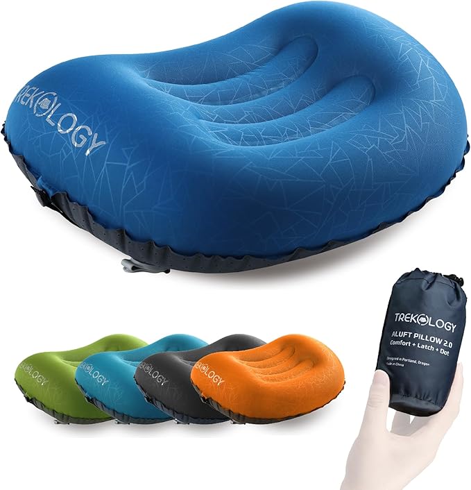 TREKOLOGY Ultralight Inflatable Camping Travel Pillow - ALUFT 2.0 Compressible, Compact, Comfortable, Ergonomic Inflating ...