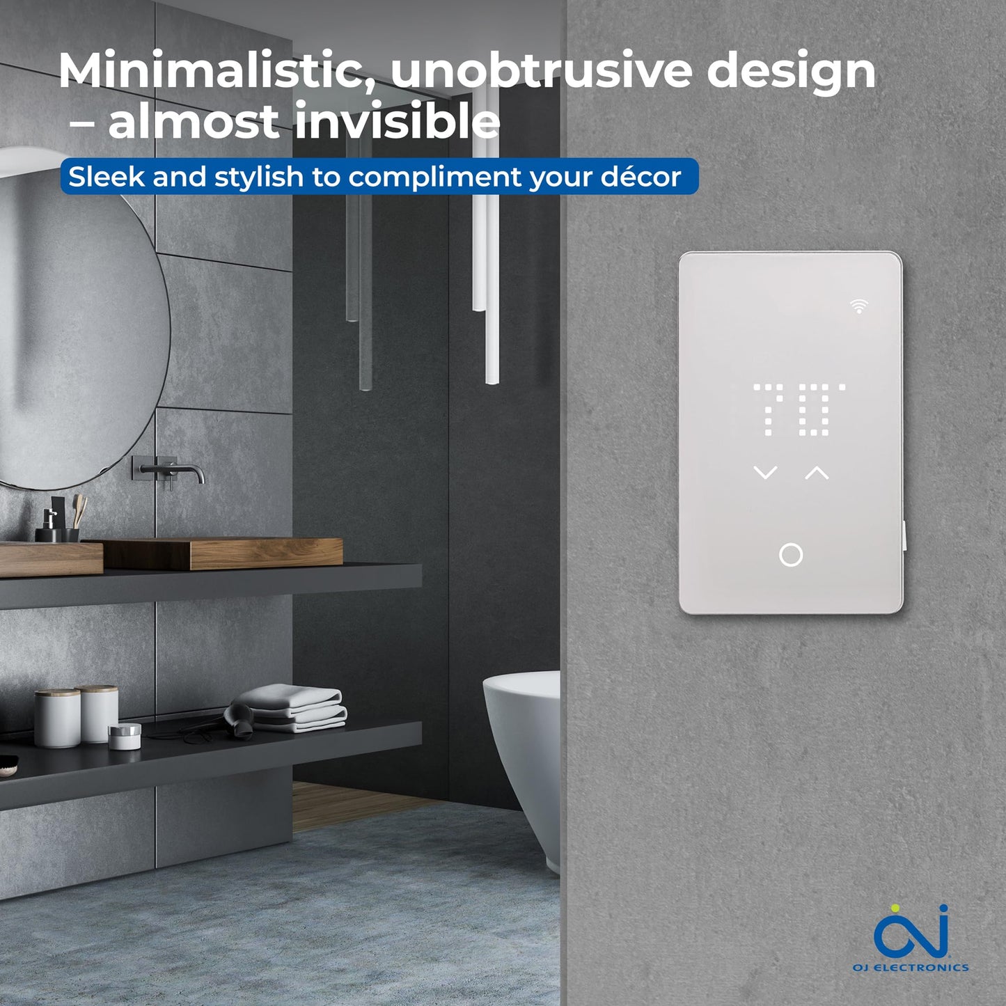 OJ Microline UWG5 LED Smart Heated Floor Thermostat - WiFi & Touchscreen - 120/240v - Programmable with Voice Control - Radiant Floor Heating Thermostat with GFCI & Flooring Sensor