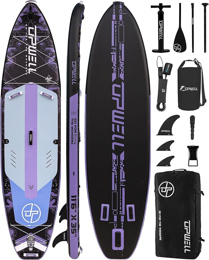 UPWELL 11'6"×35" Extra Wide Inflatable Paddle Board, Stand Up Paddle Board for Youth & Adults, Stable Design, Premium SUP ...