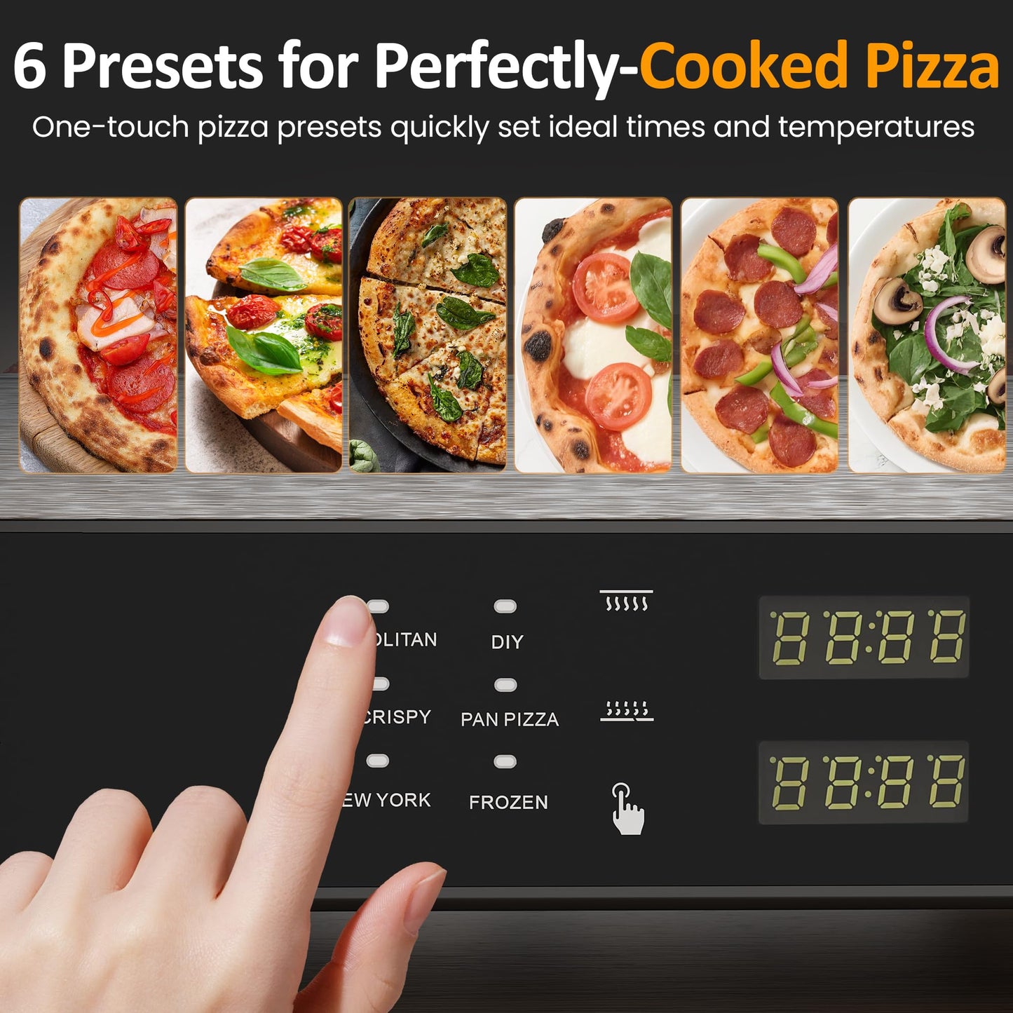 SUNVIVIPRO Pizza Oven Indoor Outdoor: Heats up to 750℉, Up to 12" Electric Countertop Pizza Maker with 6 Presets, Control Knob, Portable Pizza Cooker Warmer for Home, Camping, Pizza Stone, Pizza Peel