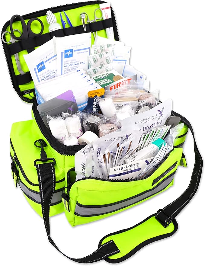 Lightning X Products Lightning X Mid-Sized First Responder EMT Bag | LXMB25 Fully Stocked Aid Kit w/ 200+ BLS Supplies - F...