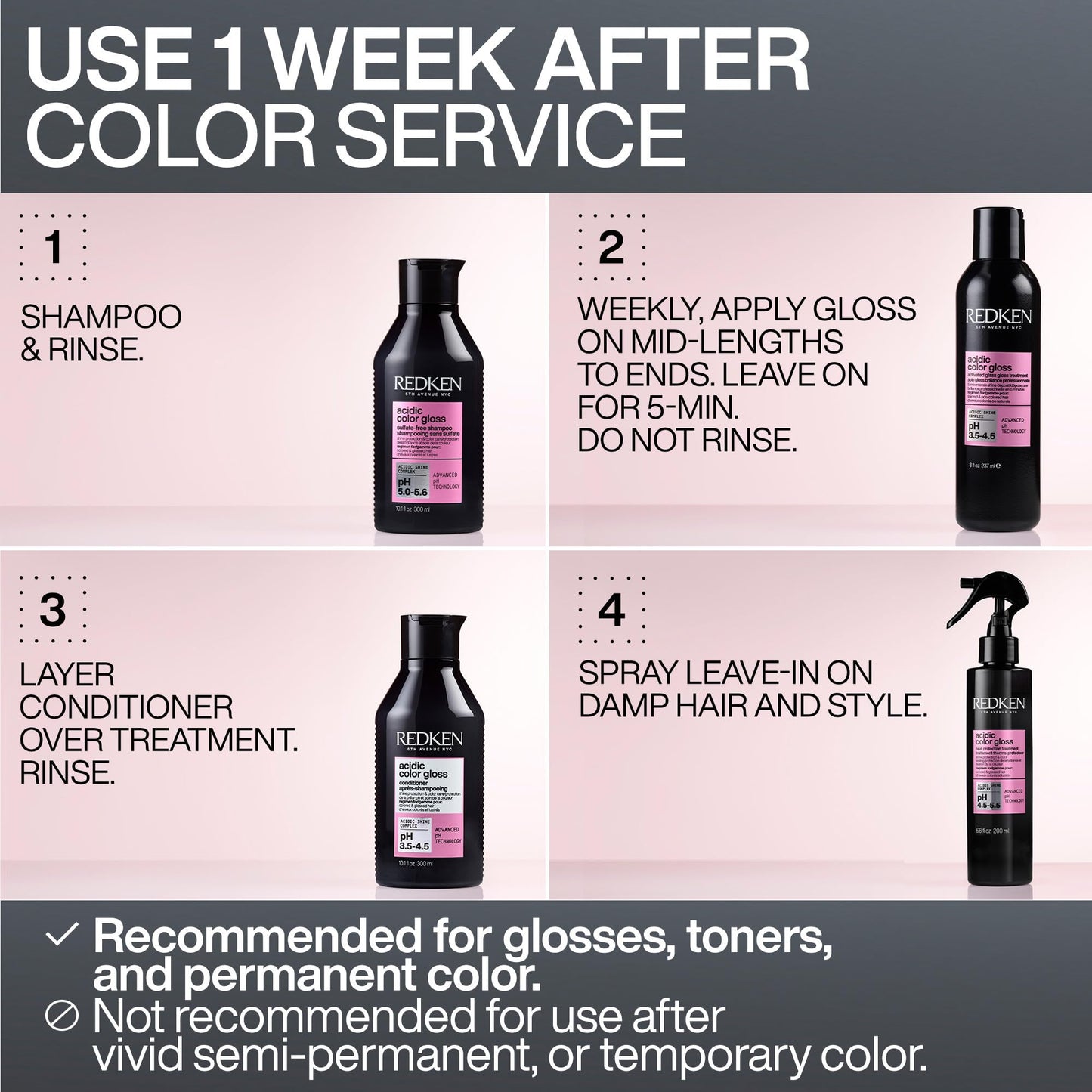Redken Acidic Color Gloss Glass Gloss Treatment For Color-Treated Hair - Rinse Out Glossing Treatment, Intense Shine & Condition