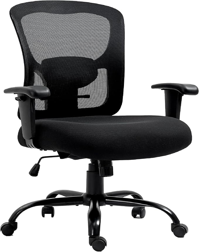 Bigroof Home Office Chair Ergonomic Mesh Desk Chair 400lbs with Adjustable Lumbar Support Arms High Back Wide Seat Task Executive Rolling Swivel Chair for Women Men, Heavy People