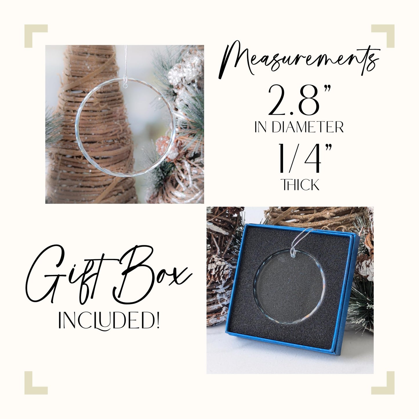Personalized Glass Crystal Ornament - Custom Name and Date - Includes Blue Gift Box