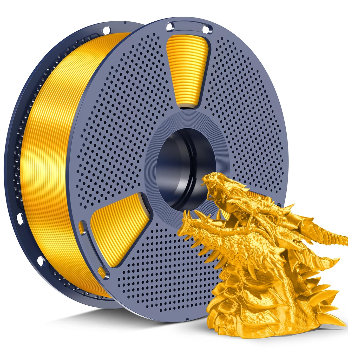 SUNLU Silk PLA+ Filament 1.75mm, Chrome Like Gloss Finish, Smooth Silk Texture, Upgraded Formula for Stable Printing, 1kg(2.2lbs