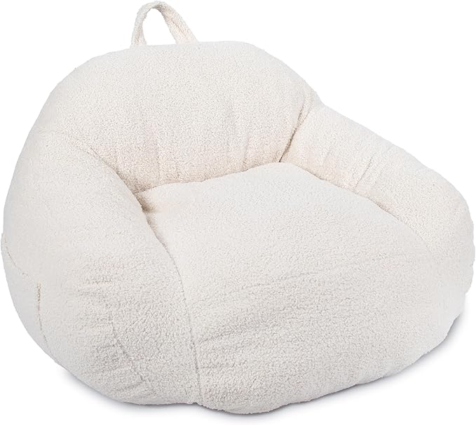 Big Joe Cloudberry Kids Foam-Filled Bean Bag Chair, Icing Teddy Boucle