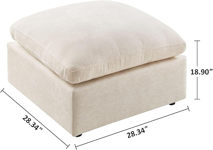 VANOMi Upholstered Square Modular Ottoman for Modular Sectional Sofa, Ottoman Footrest and Seat Cube for Living Room, Chenille
