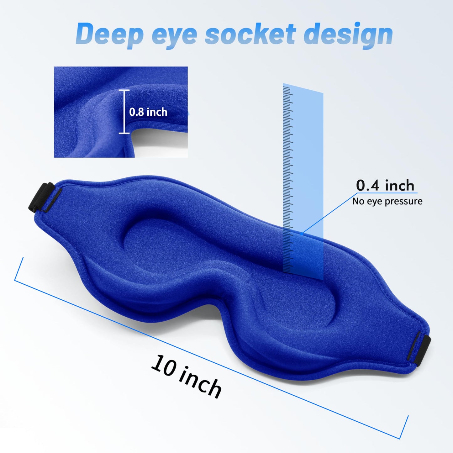Sleep Eye Mask for Men Women, Lash Extensions 3D Sleeping Mask, Travel Blackout Night Blindfold Eye Shade Cover with Adjustable Strap (Blue-3D)