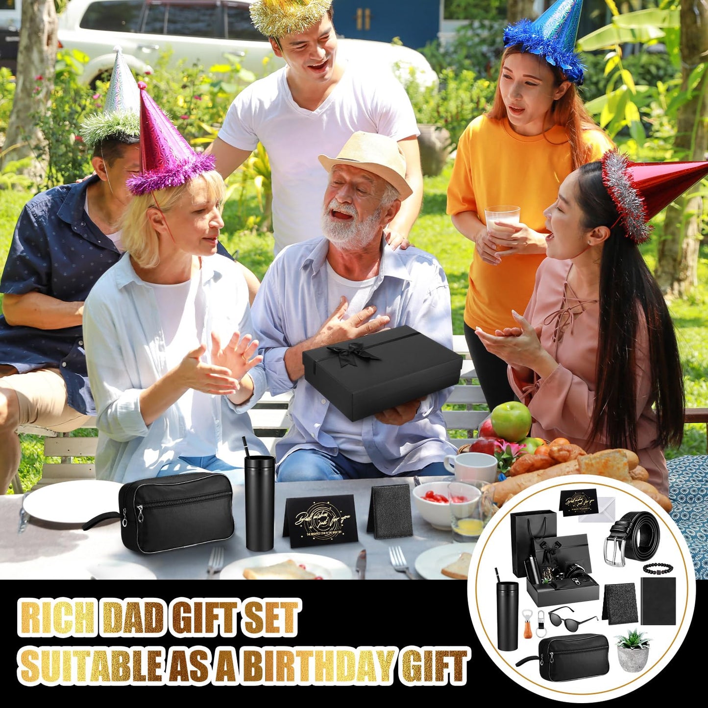 Skylety 12 Pcs Birthday Gifts for Men Set Father Gift Baskets for Men Him Retirement Thank You Presents with Box for Male Dad Husband Boyfriend Coworker Brother Coworker Christmas(Cute Boy)