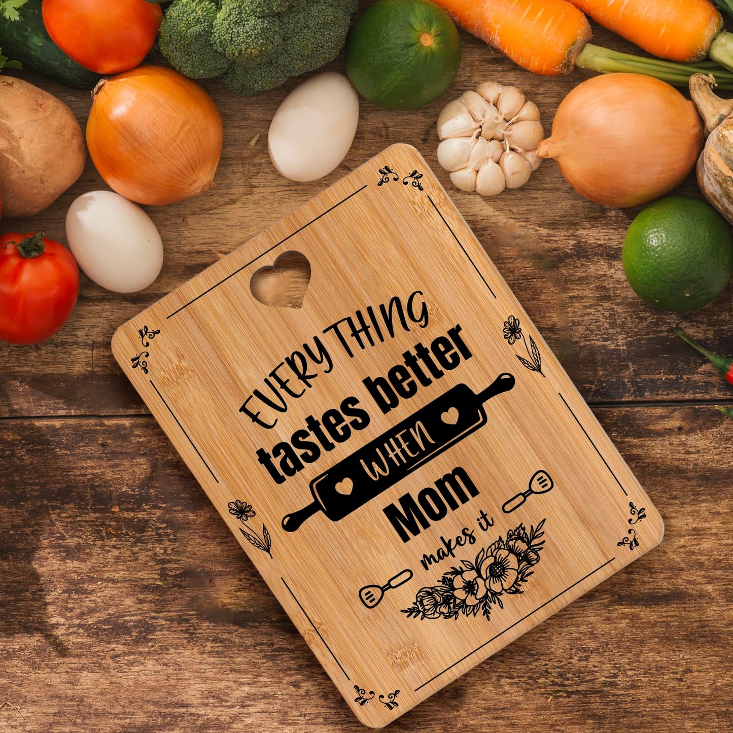 Mom Birthday Gifts, Birthday Gifts for Mom on Her Birthday - Engraved Bamboo Cutting Board - Mom Gifts from Daughters Son, Mothers Day Gifts for Mom