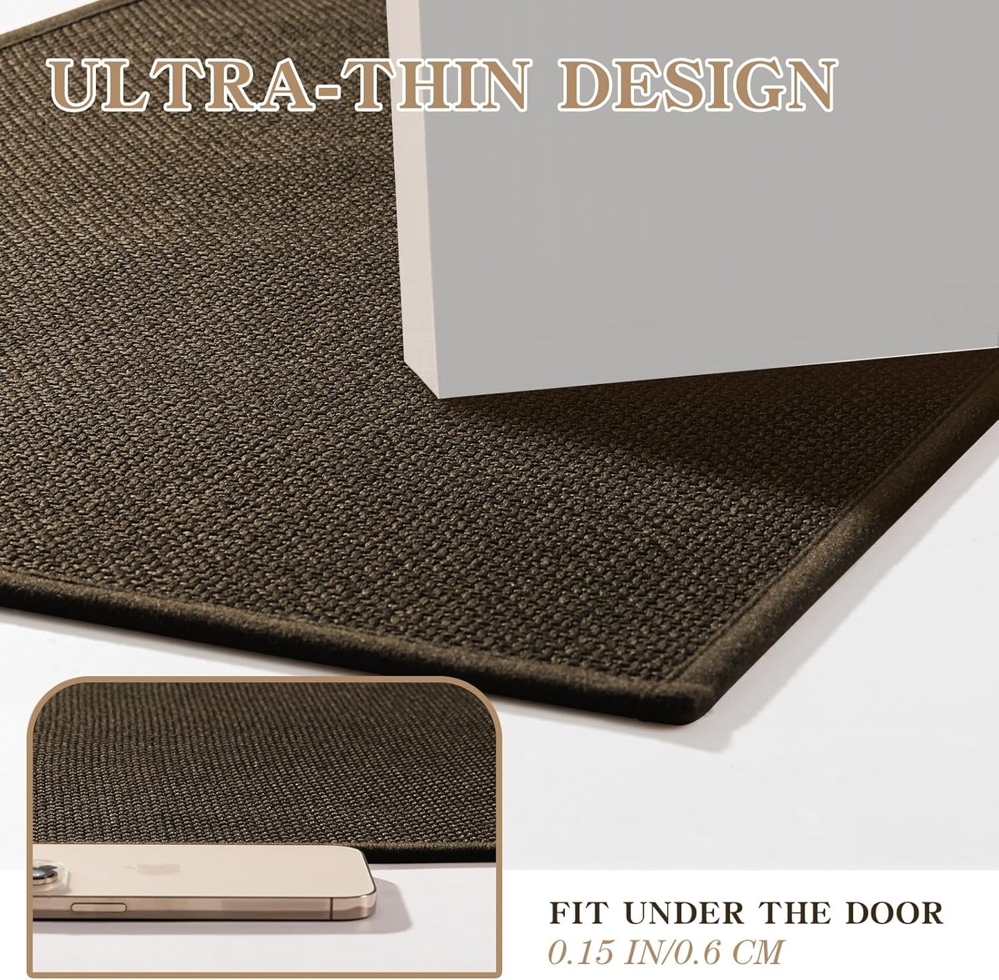 chakme Bathroom Rugs Mat 47x24, Ultra Thin Non Slip Bath Mat Large Quick Dry Absorbent Bath Mat for Bathroom Floor, (Brown, 47"x24")