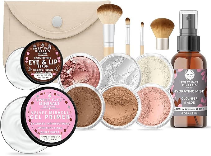 TIMELESS LOOK KIT (EBONY) Full Size Mineral Makeup Set Matte Foundation Bare Face Sheer Powder Cover