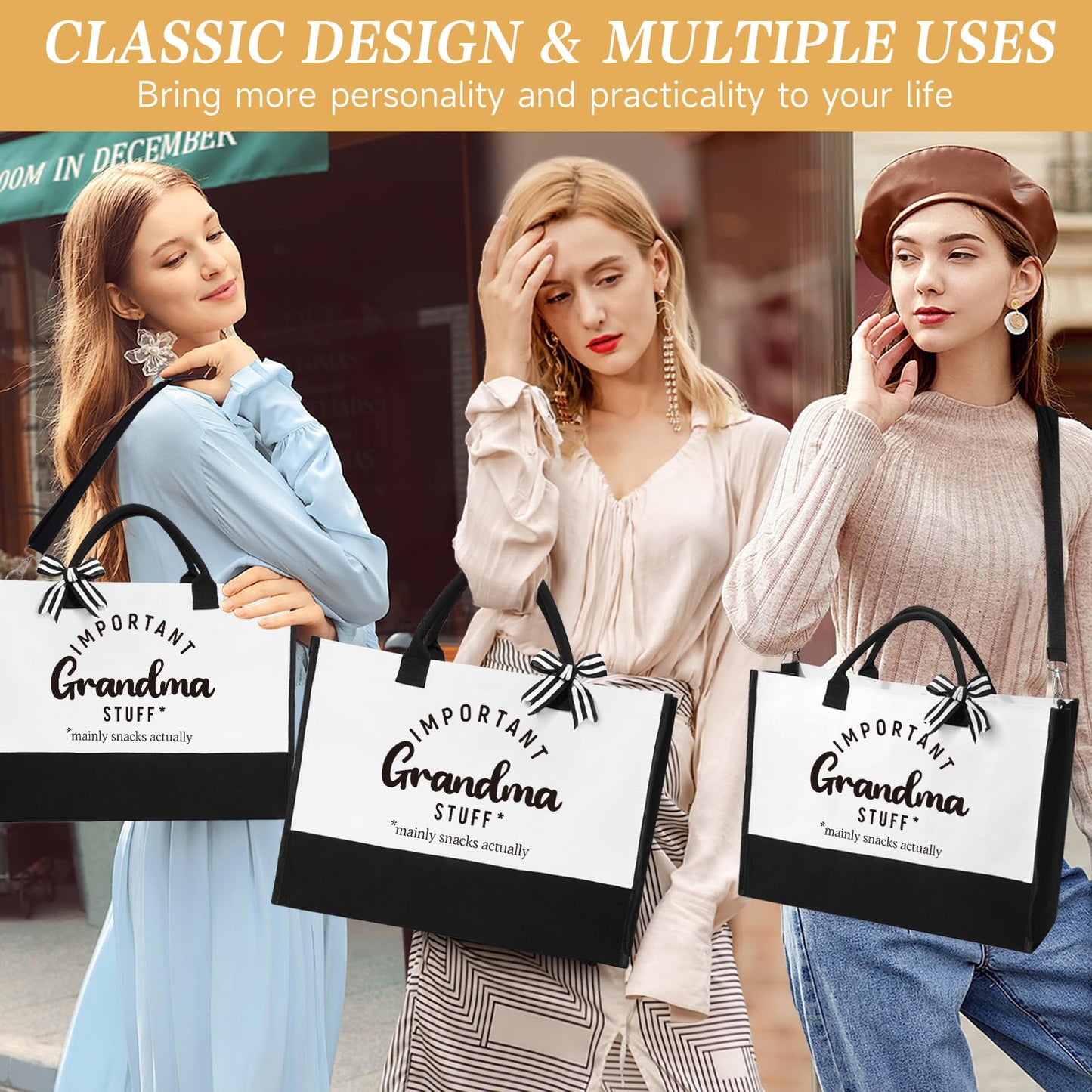 iAOVUEBY Mothers Day Gifts for Grandma, Birthday Gifts for Grandma, 16 Oz Glass Cup Tote Bag Makeup Bag Gift Basket from Granddaughter Grandson, Christmas Thanksgiving Ideas for Grandmother