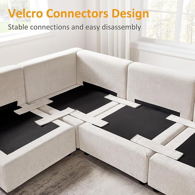 VANOMi Modular Sectional Sofa, Convertible Sofa Couch Modular Sofa with Ottoman, Sectional Sofas for Living Room Small Apartments