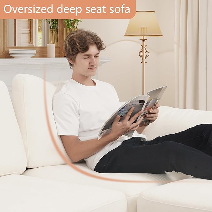 EASE MOOSE Modern Loveseat Sofa for Living Room, Comfty 2 Seat Solid Wood Frame Sofa, FSC Certified Modern Deep Seat Couch, Removable Cover,White