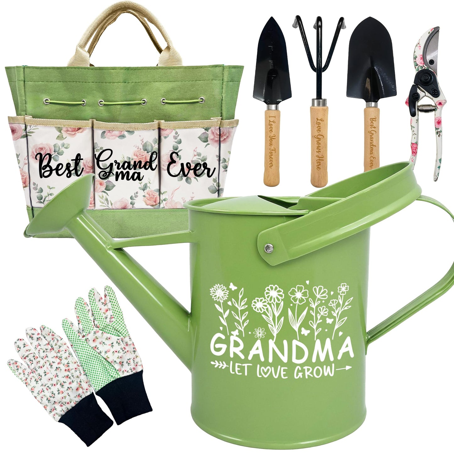 Gifts for Grandma, Grandma Garden Kit Birthday Gifts from Grandkids Floral Gardening Tools and Durable Garden Tools Organizer Tote, Ideal Gardening Gift for Women on Grandparents Day Chrismas