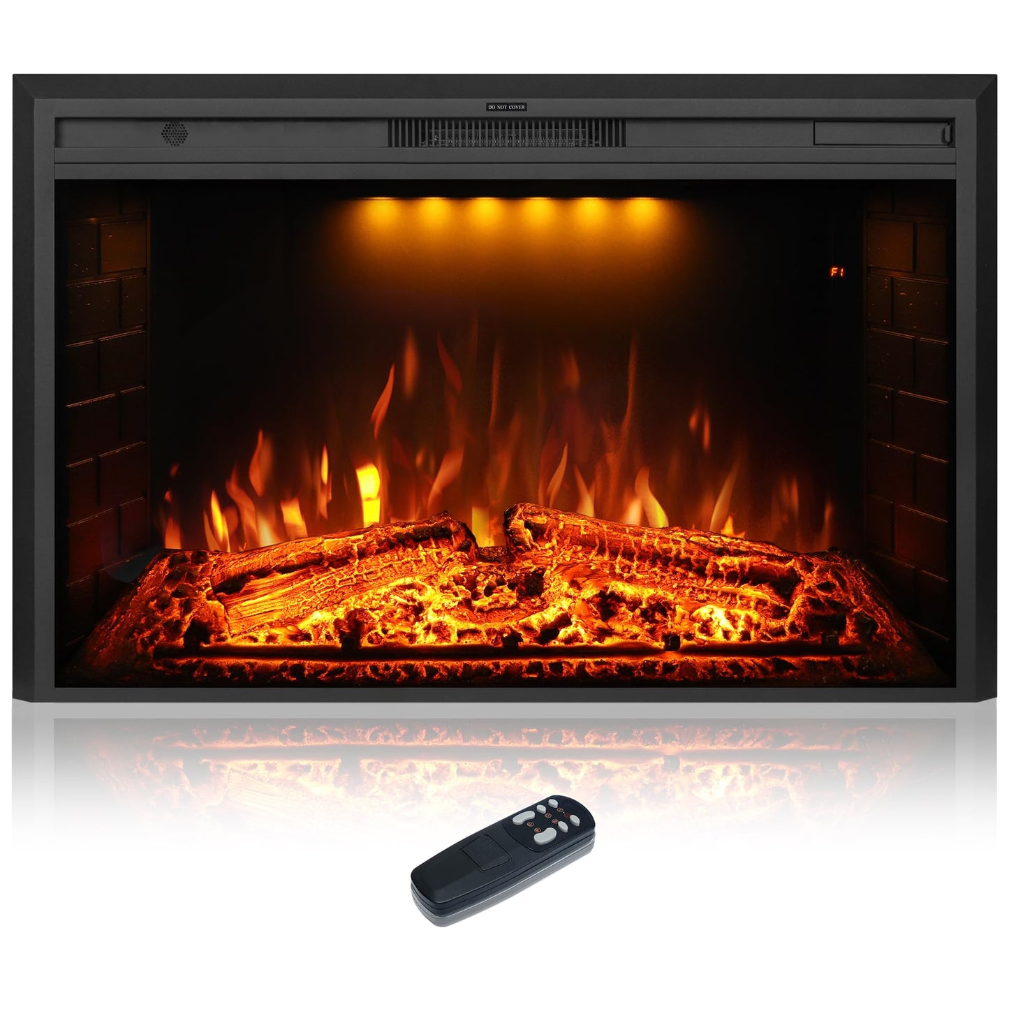 Dreamflame 43 inch Electric Fireplace, Wall Fireplace Electric with Remote Control, Realistic Log and Crackling Sound, Overheating Protection and Timer, 750/1500W Black