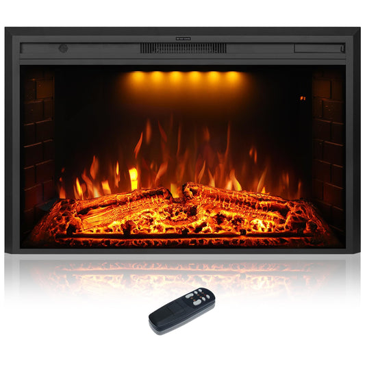 Dreamflame 43 inch Electric Fireplace, Wall Fireplace Electric with Remote Control, Realistic Log and Crackling Sound, Overheating Protection and Timer, 750/1500W Black