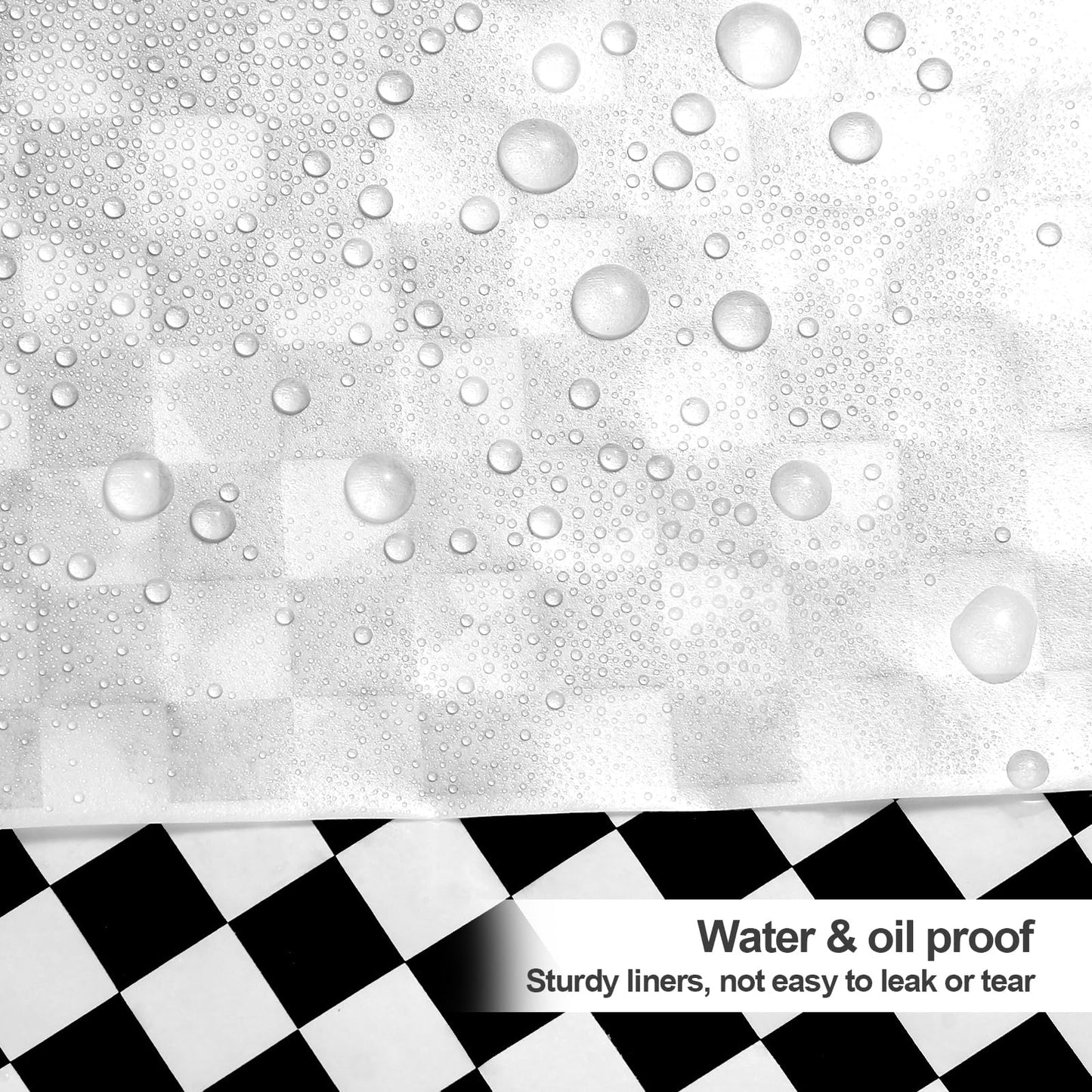 100pcs Deli Paper Sheets 12x12", Premium Food Basket Liners, Grease Resistant Wax Sheets for Food, Classic Black Checkered Sandwich Wrapping Paper for Party, Festival and Outdoors, JIRNGLA