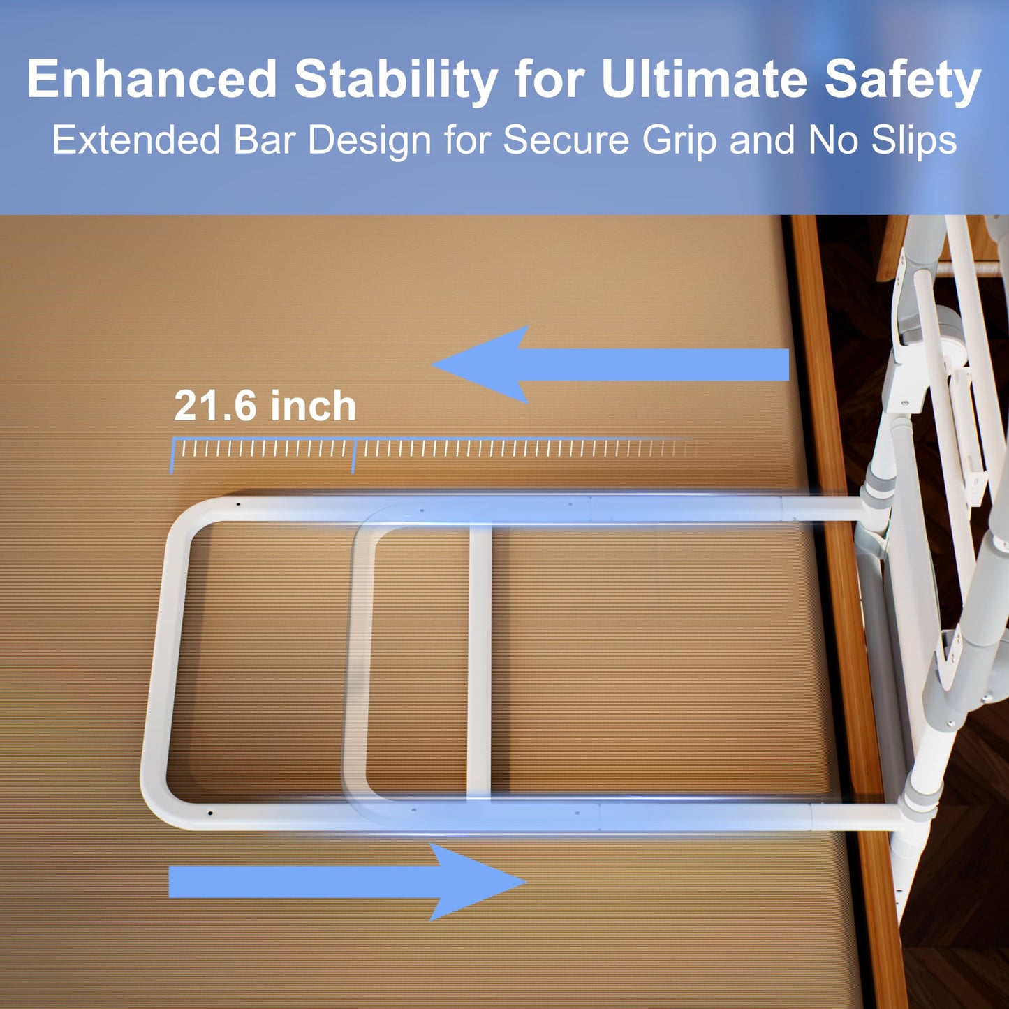 ONTHEWEI Bed Rails for Elderly Adults Safety – Foldable Bed Assist Rail with Adjustable Height, Non-Slip Handle, Motion Sensor Light & Storage Pouch, Fits King Queen Full Twin Beds, Supports 350 LBS