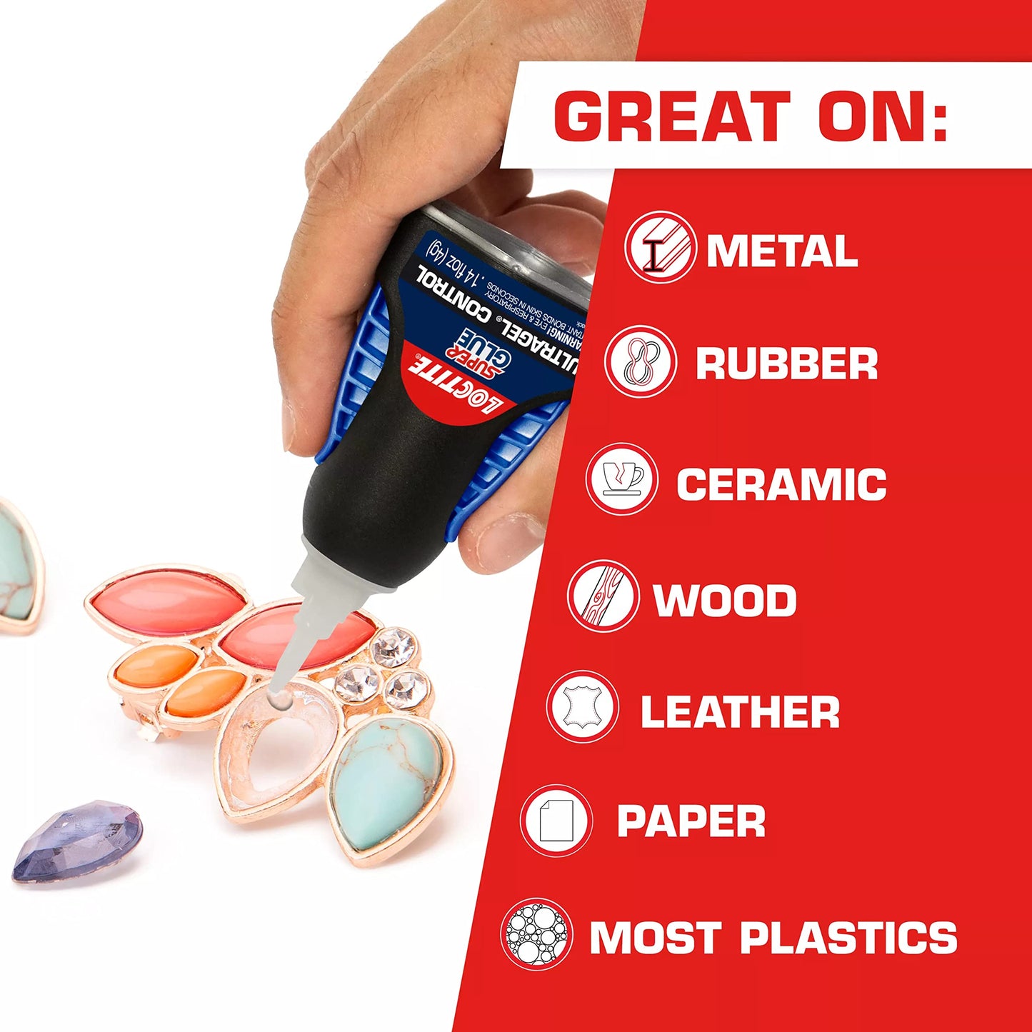 Loctite Super Glue Ultra Gel Control, Clear, 0.14 fl oz Bottle, 6 Pack - Superglue for Plastic, Wood, Metal, Crafts & Repair, Cyanoacrylate Adhesive Instant Glue, Quick Dry