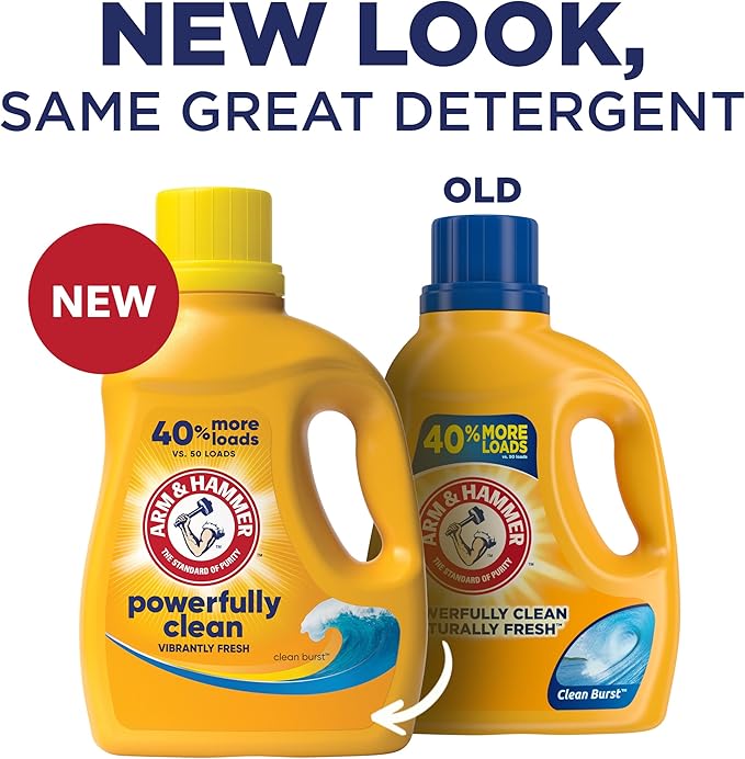 ARM & HAMMER Liquid Laundry Detergent, Clean Burst Fresh, 105 fl oz, 105 Loads, HE Liquid Laundry Detergent