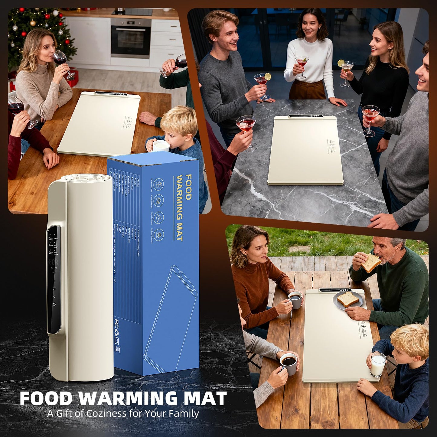 Food Warming Mat, 10s Fast Heating with 5 Modes & 10 Temp Settings, 0.5-10H Timer, Foldable & Easy-Clean Food Grade Silicone Mat for Desk, Table, Home Kitchen (White, 26 * 15 inch)