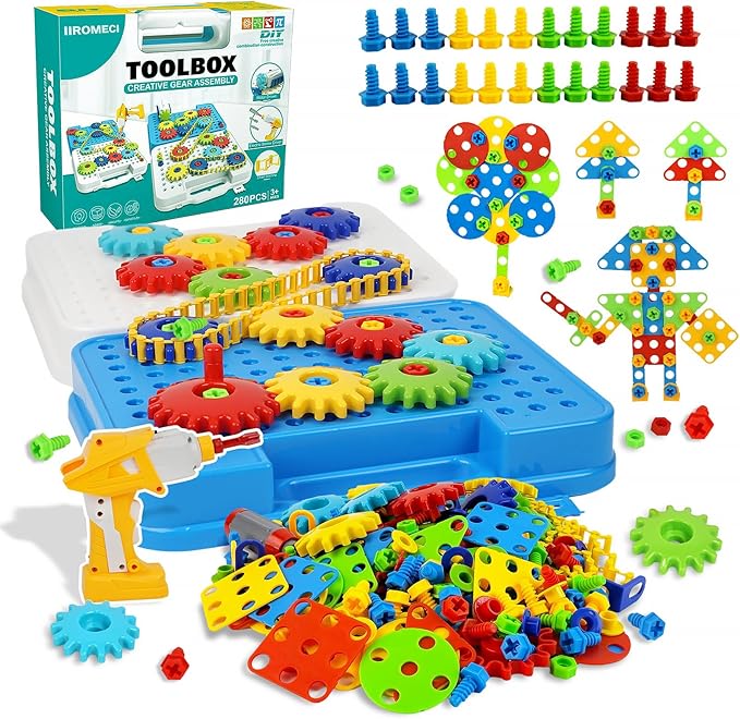 IIROMECI Gears Toys for Kids Ages 4-8, STEM Educational Construction Toys, Building Toy Set for Boys and Girls, Engineerin...